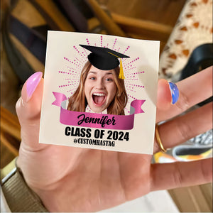 Class Of 2024, Custom Color,  Your Photo And Name Temporary Tattoo, Personalized Photo And Name, Fake Tattoo, Graduation Gift