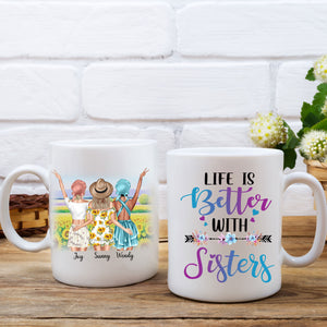 Personalized Sisters Mug, Life Is Better With Sisters, Gift For Best Friends, Family