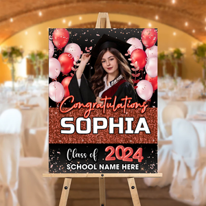 Custom Congratulations Class Of 2024 - Graduation Party Welcome Sign - Custom Photo Grad Party Sign - Personalized Graduation Decoration - Graduation Sign