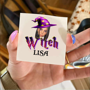 Witch, Custom Face Photo And Texts Temporary Tattoo, Personalized Tattoo, Fake Tattoo