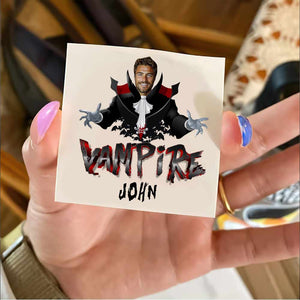 Vampire, Custom Face Photo And Texts Temporary Tattoo, Personalized Tattoo, Fake Tattoo