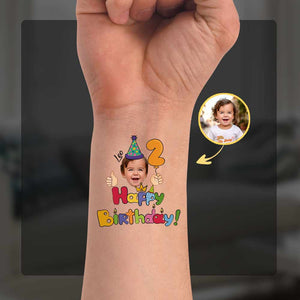 Kid Birthday Party, Custom Photo And Text Temporary Tattoo, Personalized Tattoo, Fake Tattoo