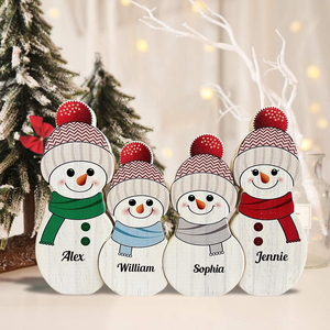 Christmas Personalized Wooden Snowman Family - Puzzle Wooden Snowman Family - Wooden Pet Carvings