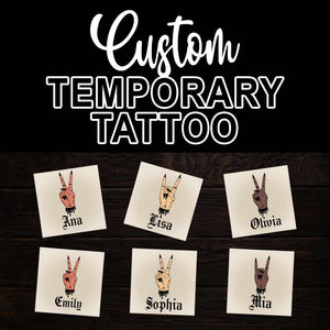 Handsign, Custom Text Temporary Tattoo, Personalized Tattoo, Fake Tattoo