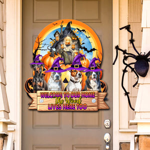 Welcome To Pets Home - Personalized Wooden Door Sign - Halloween For Pets - Halloween Gift