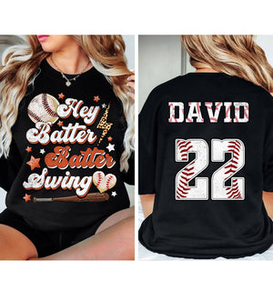 Custom Baseball Mom Hey Batter Batter Swing, Personalized T-Shirt, Gift For Family, Baseball Lovers