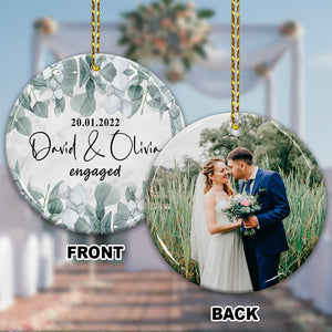 Happy Wedding - Personalized 2 Side Ceramic Ornament - Gift For Couple, Custom Photo Gift For Wedding