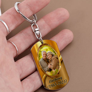 The Angel Up Above - Loved And Remember Everyday - Personalized Photo And Name Metal Keychain, Memorial Gift