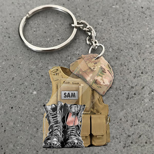 United States Military Uniforms - Custom Name, Personalized U.S. Veteran Acrylic Keychain - Gift For Veteran