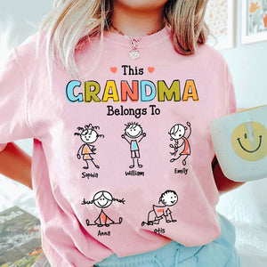 This Grandma Belongs To Sticky Kid - Custom Kid And Name - Personalized T-Shirt - Family Gift