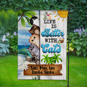 Personalized Summer Cat Flag, Life Is Better With Cats, Gift For Cat Lovers