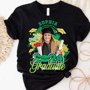 Graduate 2024, Custom Photo And Name Graduation - Gift For Graduation - Personalized T-Shirt