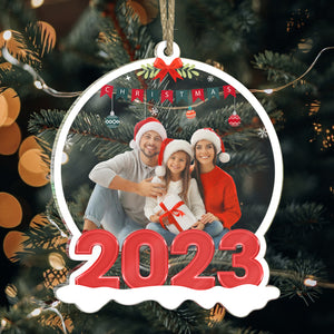 Custom Merry Christmas Photo - Personalized Acrylic Ornament - Gift For Family, Xmas Gift