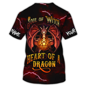 Dragon -  Soul Of A Witch Heart Of A Dragon - Custom Name - Personalized 3D Shirt, Halloween Gift