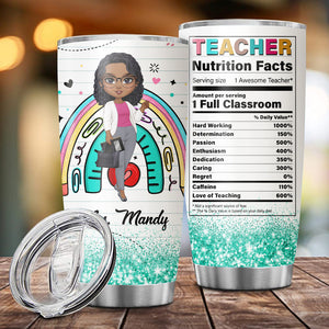 Awesome Doll Teacher - Nutrition Facts Amount Per Serving One Full Classroom , Personalized Tumbler, Gift For Teacher, Back To School