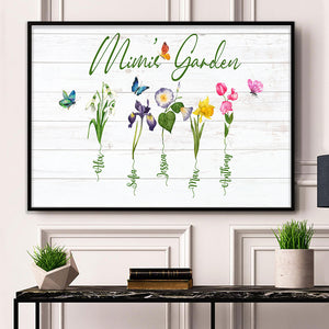 Personalized Grandma Garden Canvas, Family Birth Months Flowers, Gift For Family