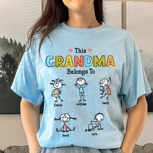 This Grandma Belongs To Sticky Kid - Custom Kid And Name - Personalized T-Shirt - Family Gift