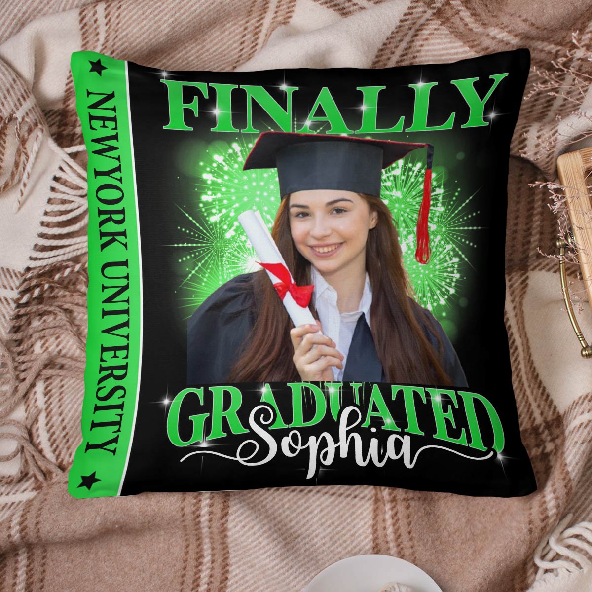 Finally Graduated, Congrats Graduation, Personalized Pillow, Gift For Graduation