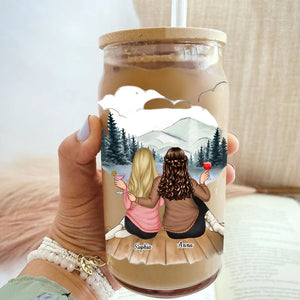 I Would Fight A Bear For You Sister  - Customization Back View Women Glass Bottle, Frosted Bottle - Gift For Family, Gift For Friends, Christmas Gift