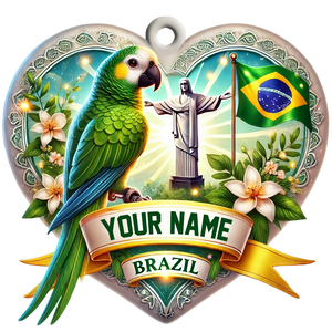 Custom Name Brazil Ornament, Christmas Gift for Brazil Lover