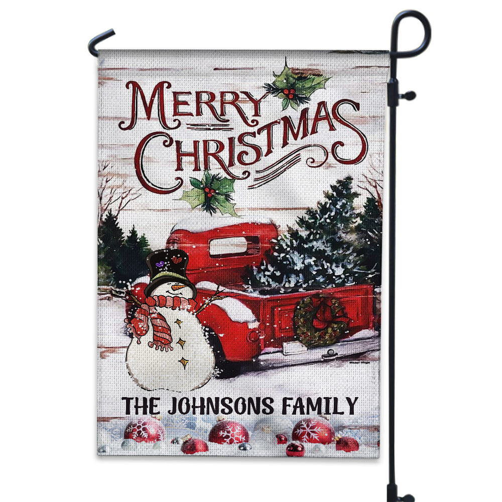 Merry Christmas Family Name - Personalized Flag - Gift For Family, Christmas Gift