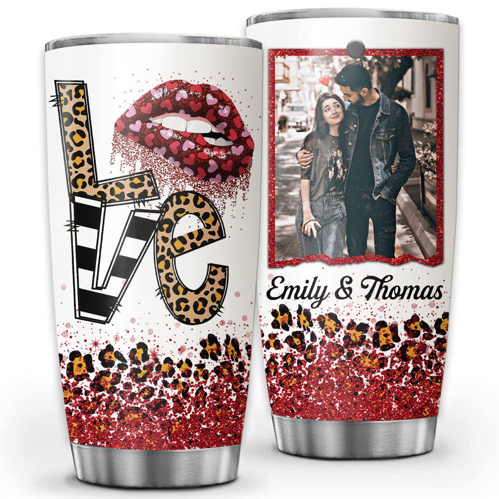 Love Couple Photo, Custom Photo And Names, Personalized Tumbler, Gift For Couple