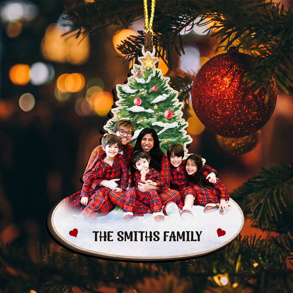 Christmas With Family, We Are Family - Custom Photo And Name, Personalized Acrylic Ornament - Gift For Christmas, Family Gift