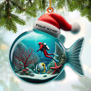 Diver Home Decor Christmas Ornament, Personalized Ornament