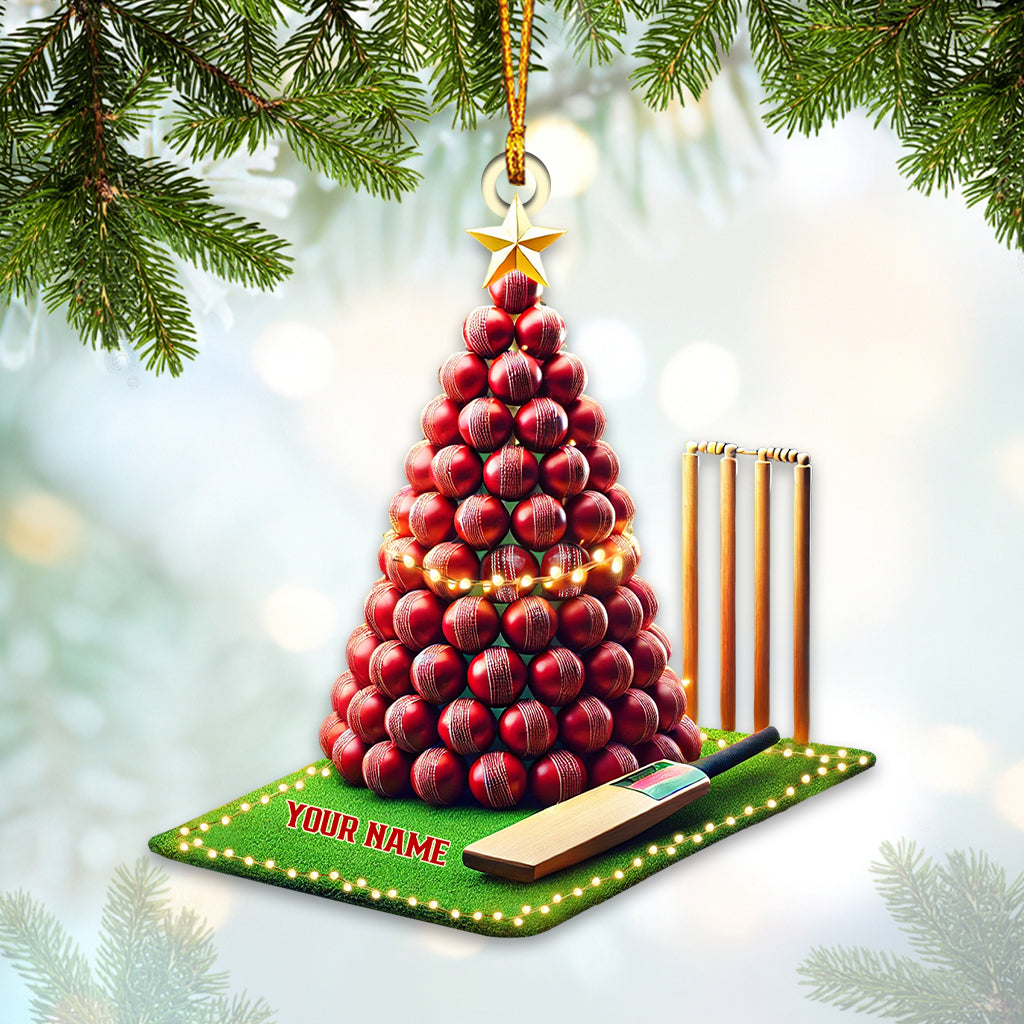 Cricket Ball Tree Christmas Ornament, Personalized Ornament