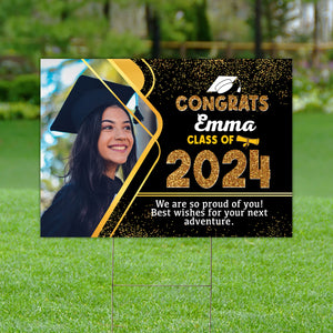 Congrats Class Of 2024, Custom Name And Photo, Personalized Lawn Sign, Yard Sign, Gift For Graduation