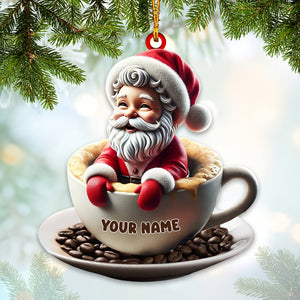 Coffee Santa Christmas Home Decor Christmas Ornament, Personalized Ornament