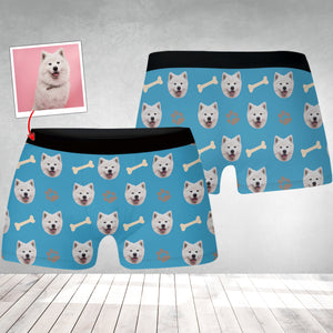 Custom Pet Photo, Personalized Bone Boxer Shorts - Gift For Family, Gift For Pet Lover