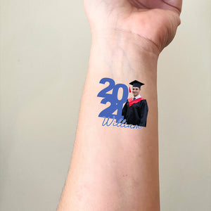 Graduation 2024, Custom Temporary Tattoo With Personalized Photo And Name, Fake Tattoo, Graduation Gift