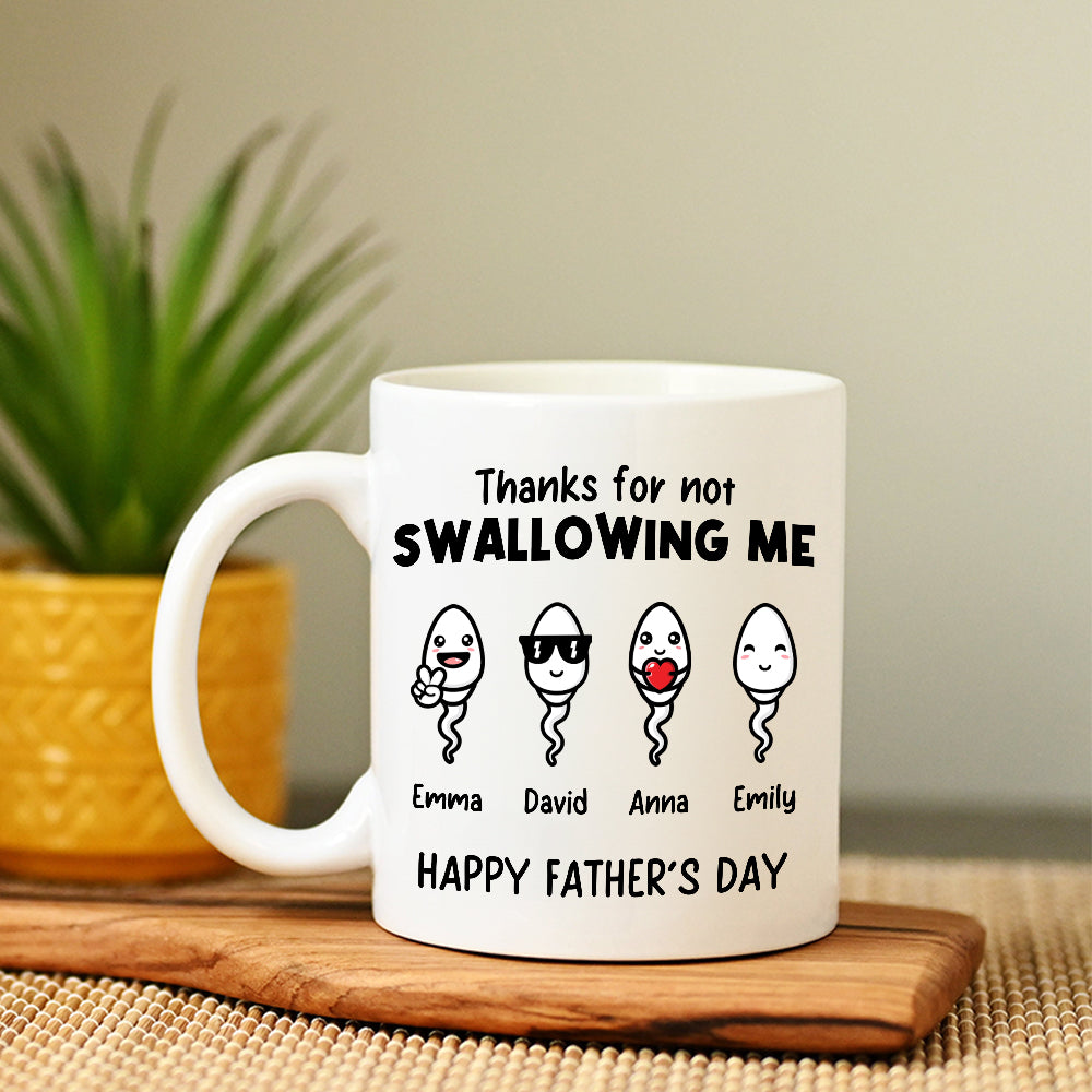 Thanks For Not Swallowing Me - Custom Kid And Text, Personalized White Mug