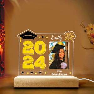 Congrats 2024, Custom Photo And Text, Personalized Acrylic LED Light