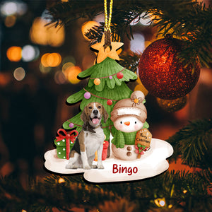 Christmas Tree And Pet - Personalized Photo Custom Shaped Wooden Ornament - Gift For Pet Lover, Christmas Gift