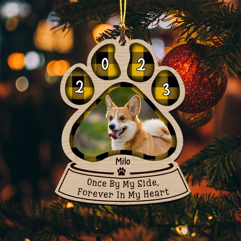 One By My Side Forever In My Heart, Custom Photo And Name - Personalized Custom Shaped Wooden Ornament - Christmas Gift