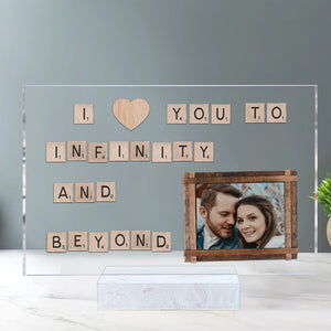 I Love You To Infinity And Beyond - Custom Photo - Personalized Acrylic Plaque, Couple Gift