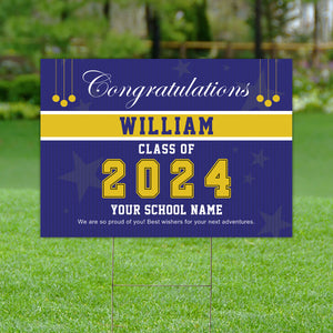 Congrats Class Of 2024, Custom Background And Texts - Personalized Lawn Sign, Yard Sign, Graduation Gift, College Graduation, Multiple Color