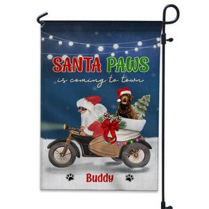 Santa Paws Is Coming To Town - Custom Photo And Name Flag - Christmas Gift, Gift For Family, Gift For Pet Lover