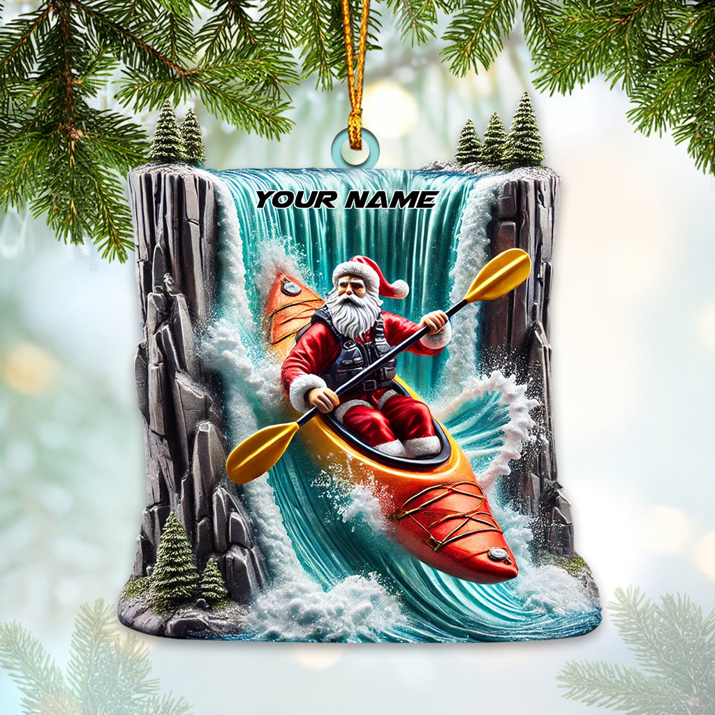 Santa White Water Rafting Christmas Ornament, Personalized Ornament