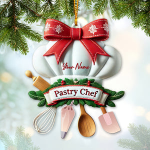 Custom Name Ornament, Chef Hat Christmas