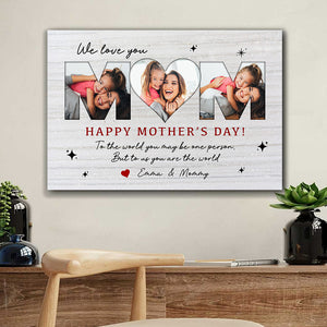 Happy Mother's Day - Personalized 3 Photos And Names Canvas Poster, Gift For Family, Mother's Day Gift