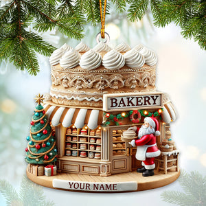 Santa Bakery Christmas Ornament, Personalized Ornament