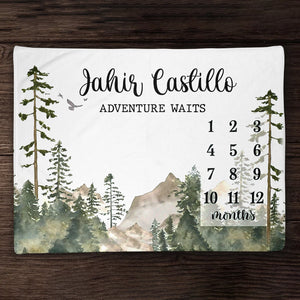 Adventure Waits - Custom Name - Personalized Fleece Blanket - Gift For Family