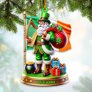 Green Santa Ornament, Personalized Ornament