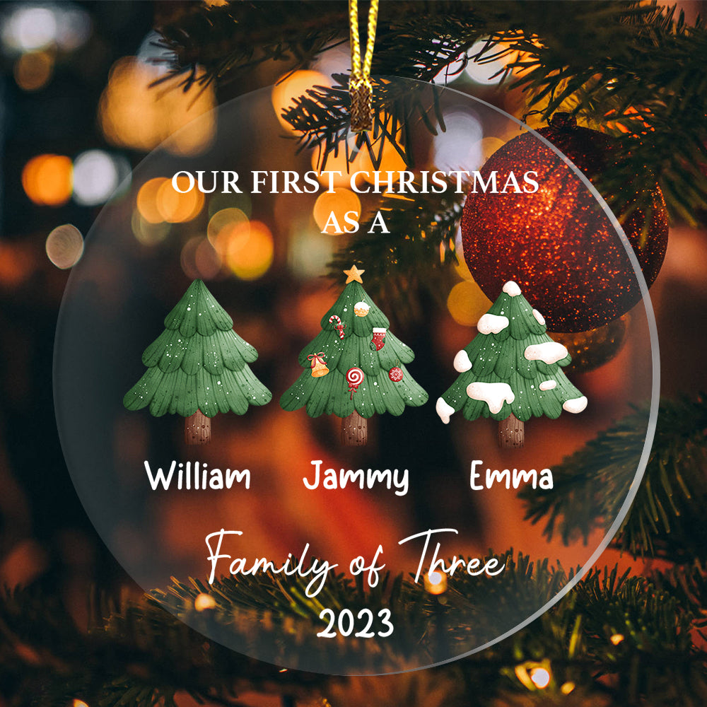 Merry Christmas As A Family, Xmas Tree- Personalized Acrylic Ornament, Christmas Gift For Family