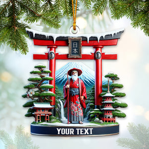 Japanese Santa Christmas Ornament, Personalized Ornament