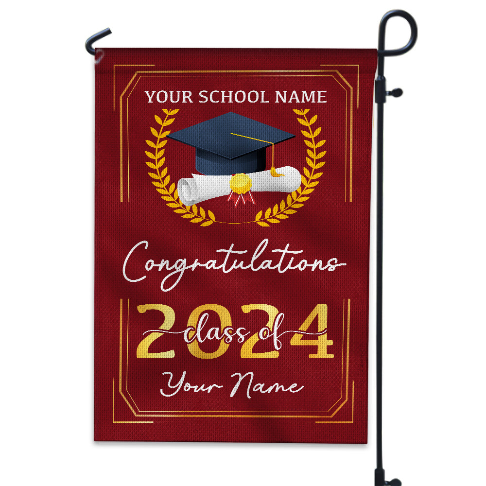 Class Of 2024 Congratulations - Custom Your School Name And Your Name Graduation Flag, Gift For Graduation