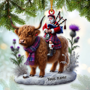 Funny Highland Cow Christmas Ornament, Personalized Ornament